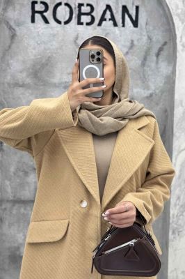 پالتو فوتر کجراه برجسته یقه انگلیسی تک دکمه