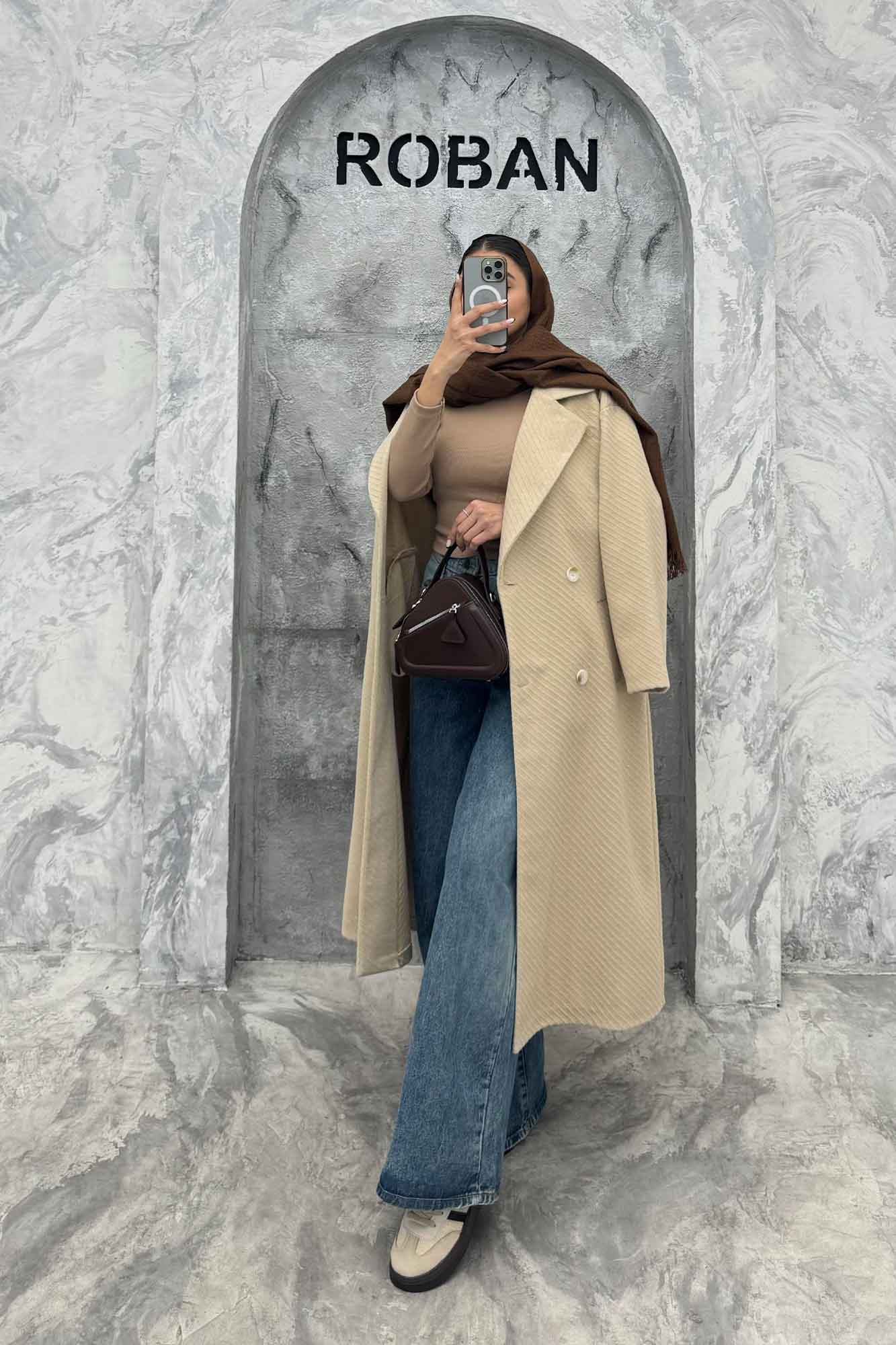 پالتو فوتر کجراه برجسته چهار دکمه پامچال