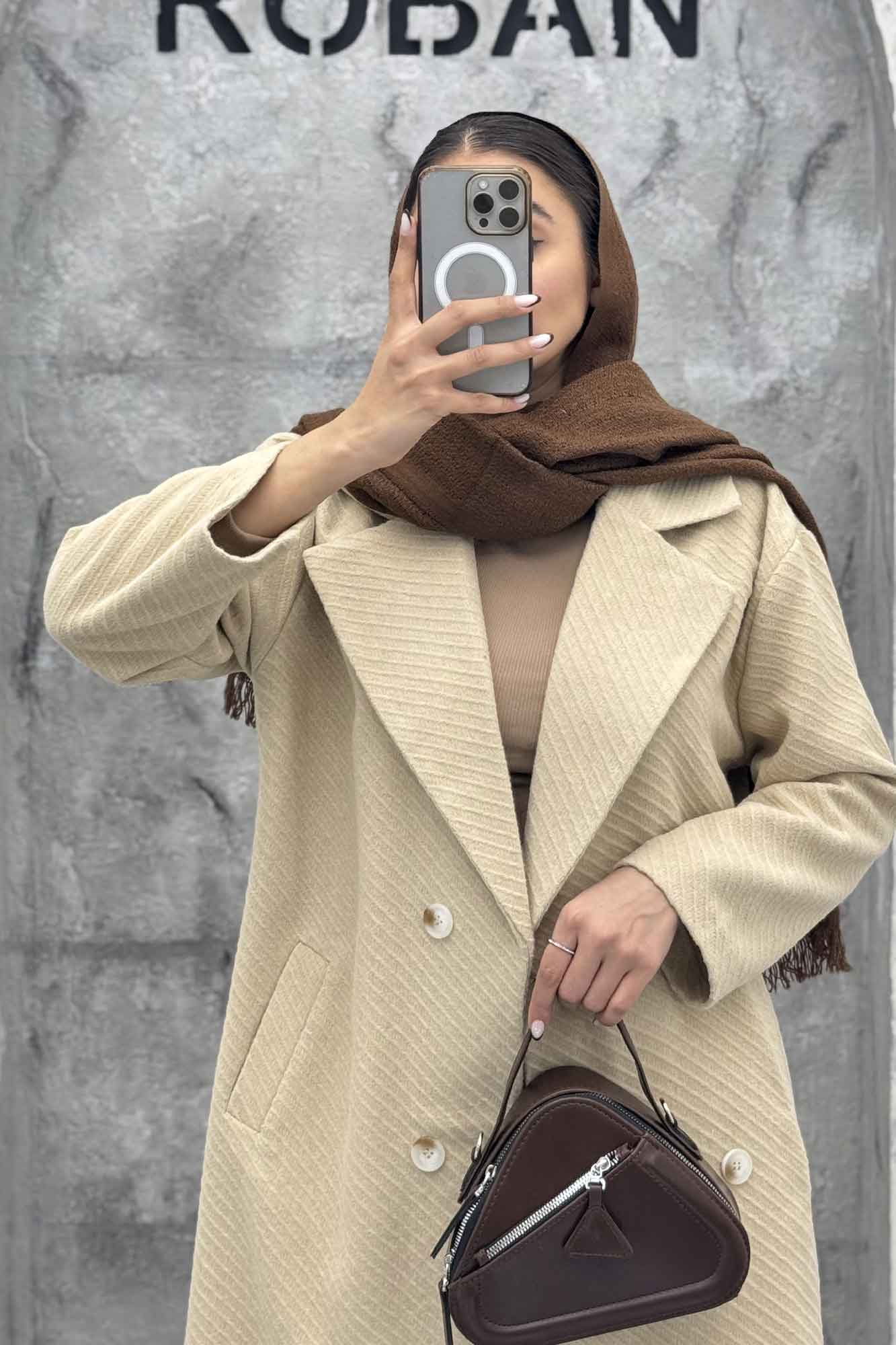 پالتو فوتر کجراه برجسته چهار دکمه پامچال