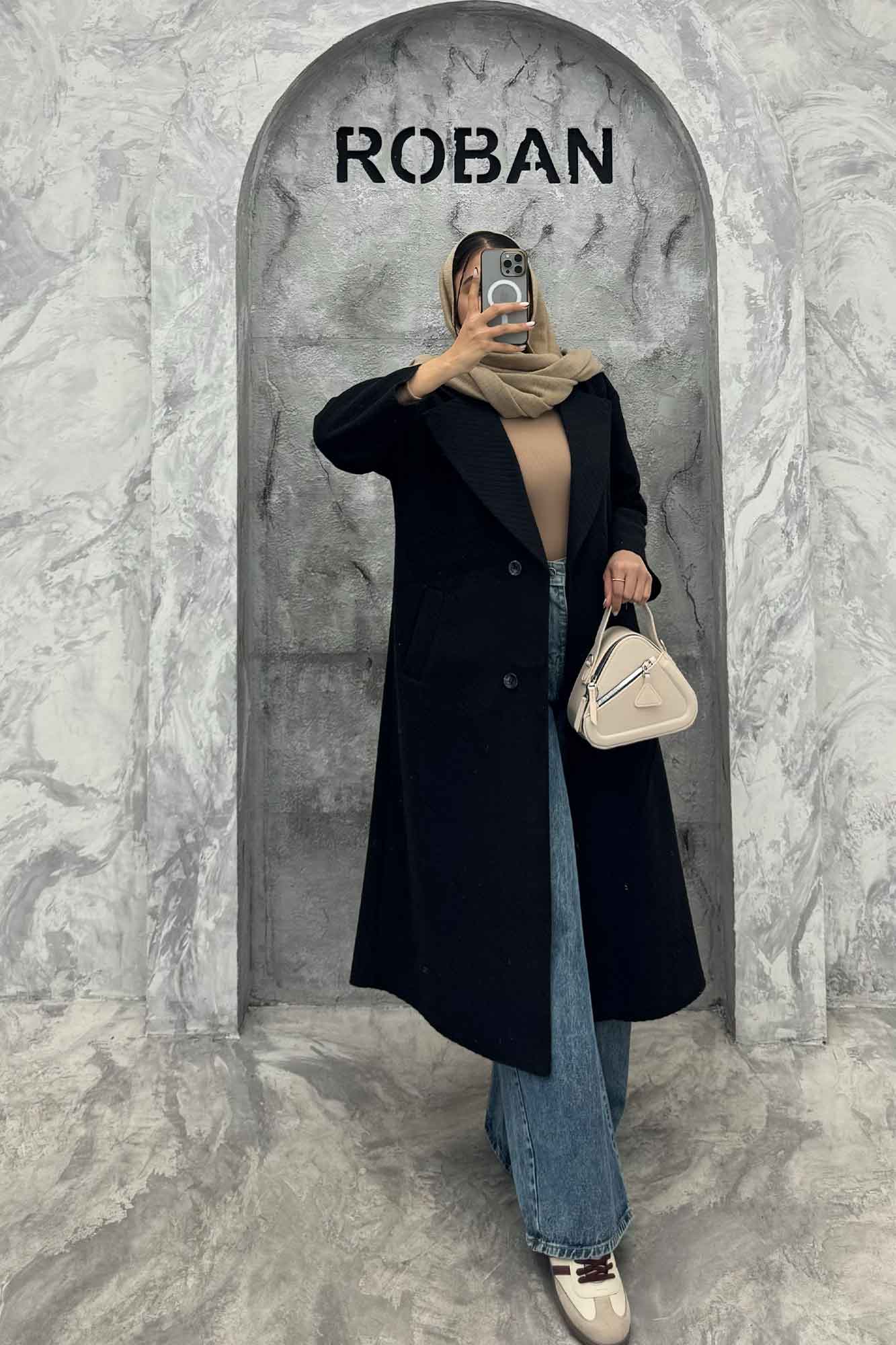 پالتو فوتر کجراه برجسته چهار دکمه پامچال