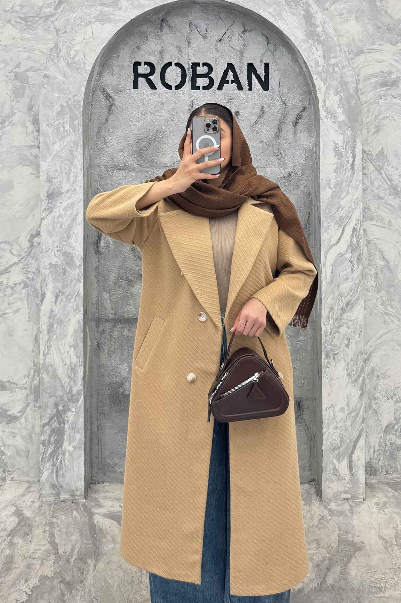 پالتو فوتر کجراه برجسته چهار دکمه پامچال