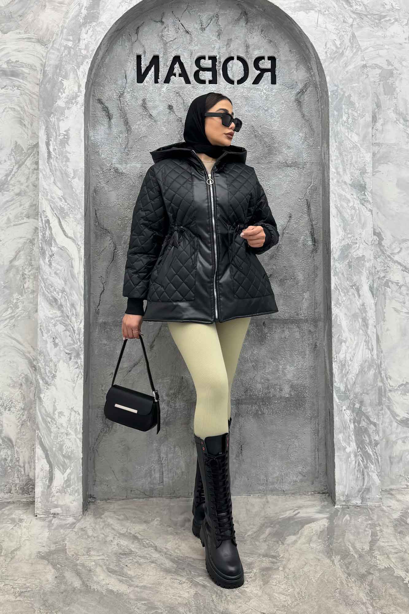 کاپشن امبردی کمرگت نوار چرم