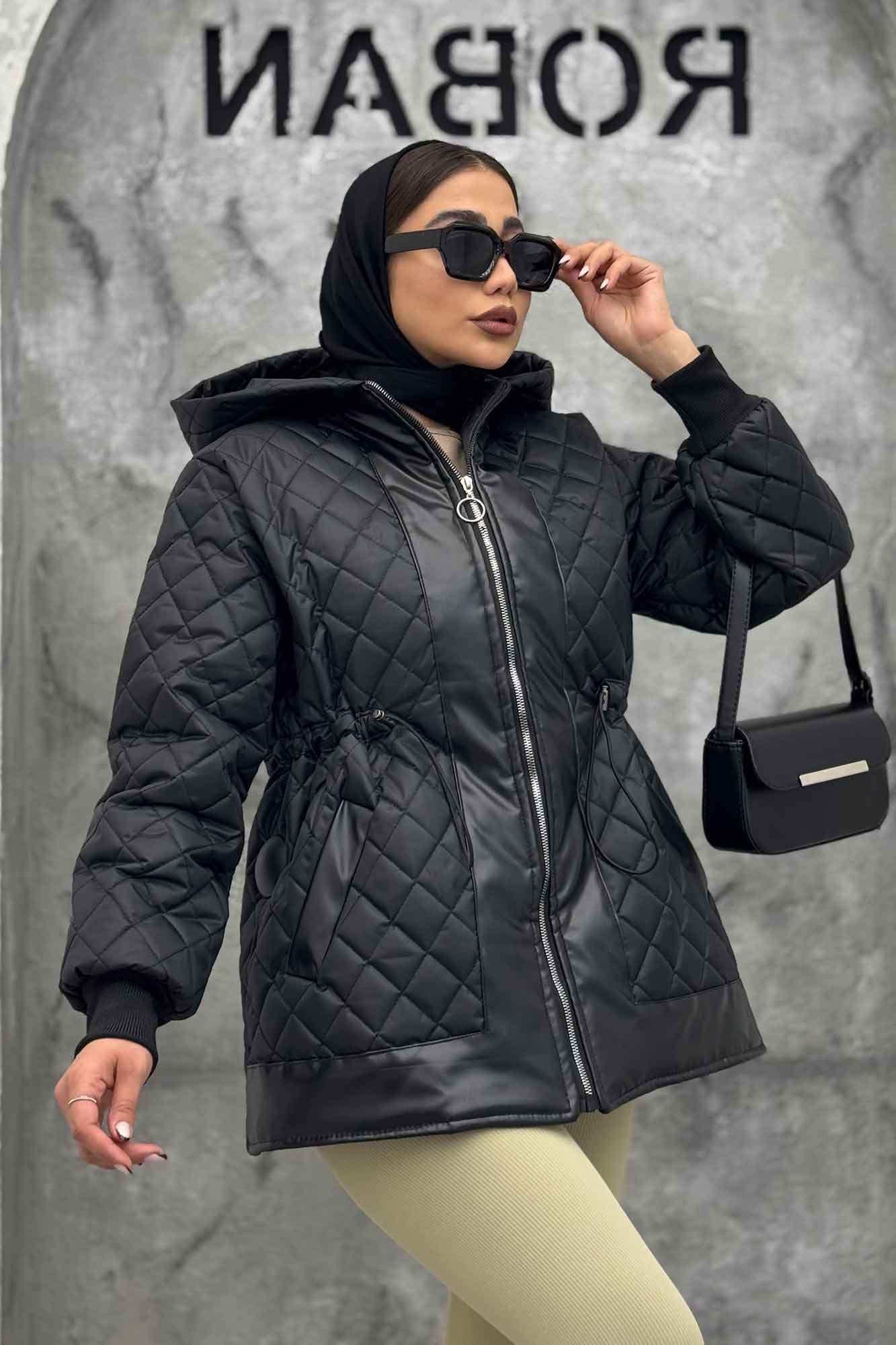 کاپشن امبردی کمرگت نوار چرم