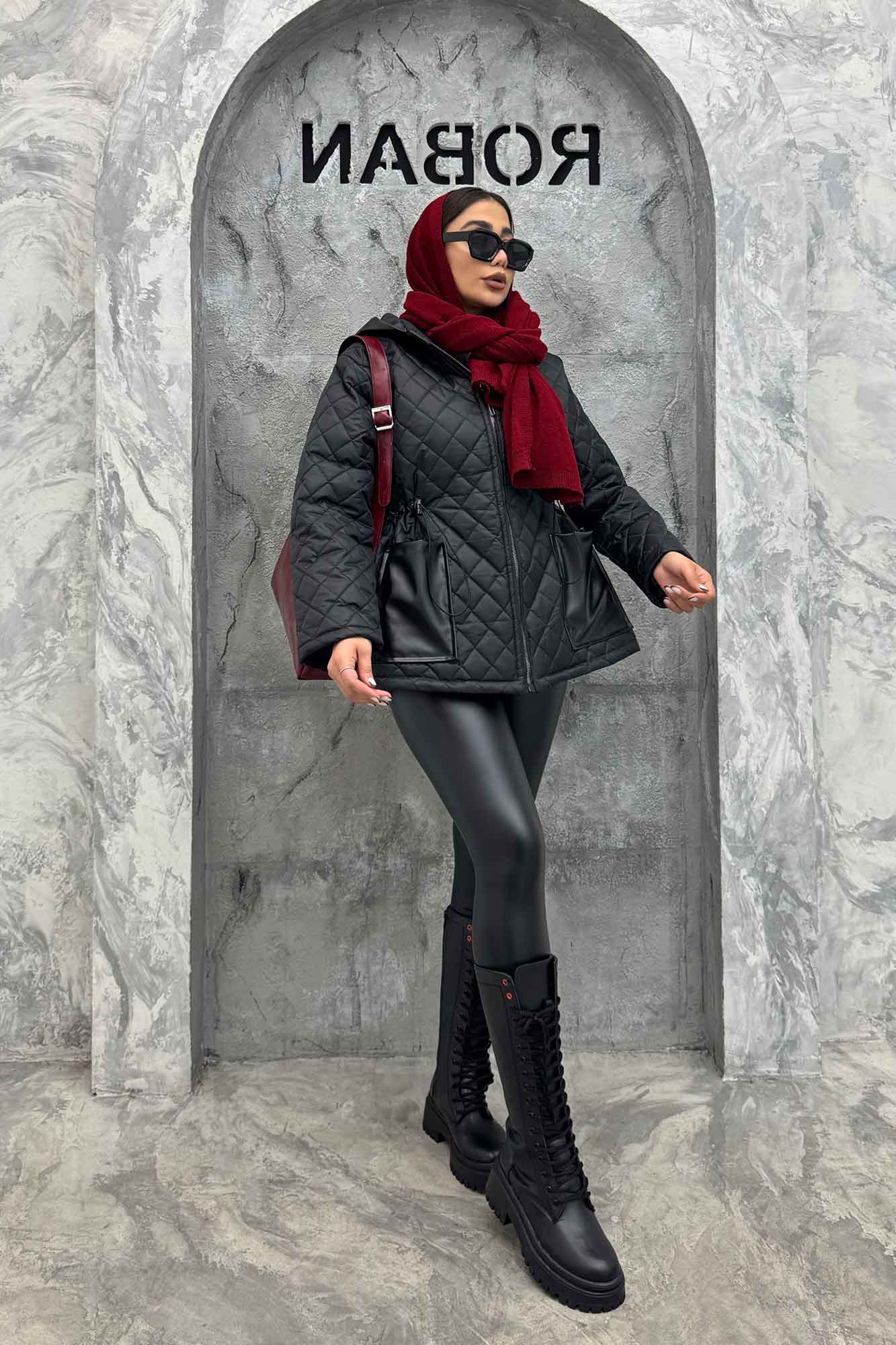 کاپشن امبردی کمرگت خرجکار چرم