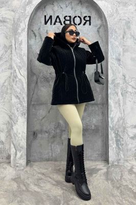 کاپشن سیلکونی کمرگت دار 