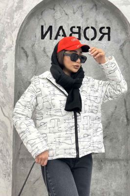 کاپشن کلاهدار لاین طرح دار