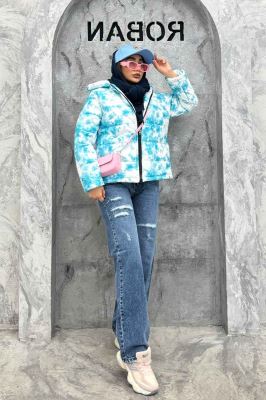 کاپشن کلاهدار لاین طرح دار