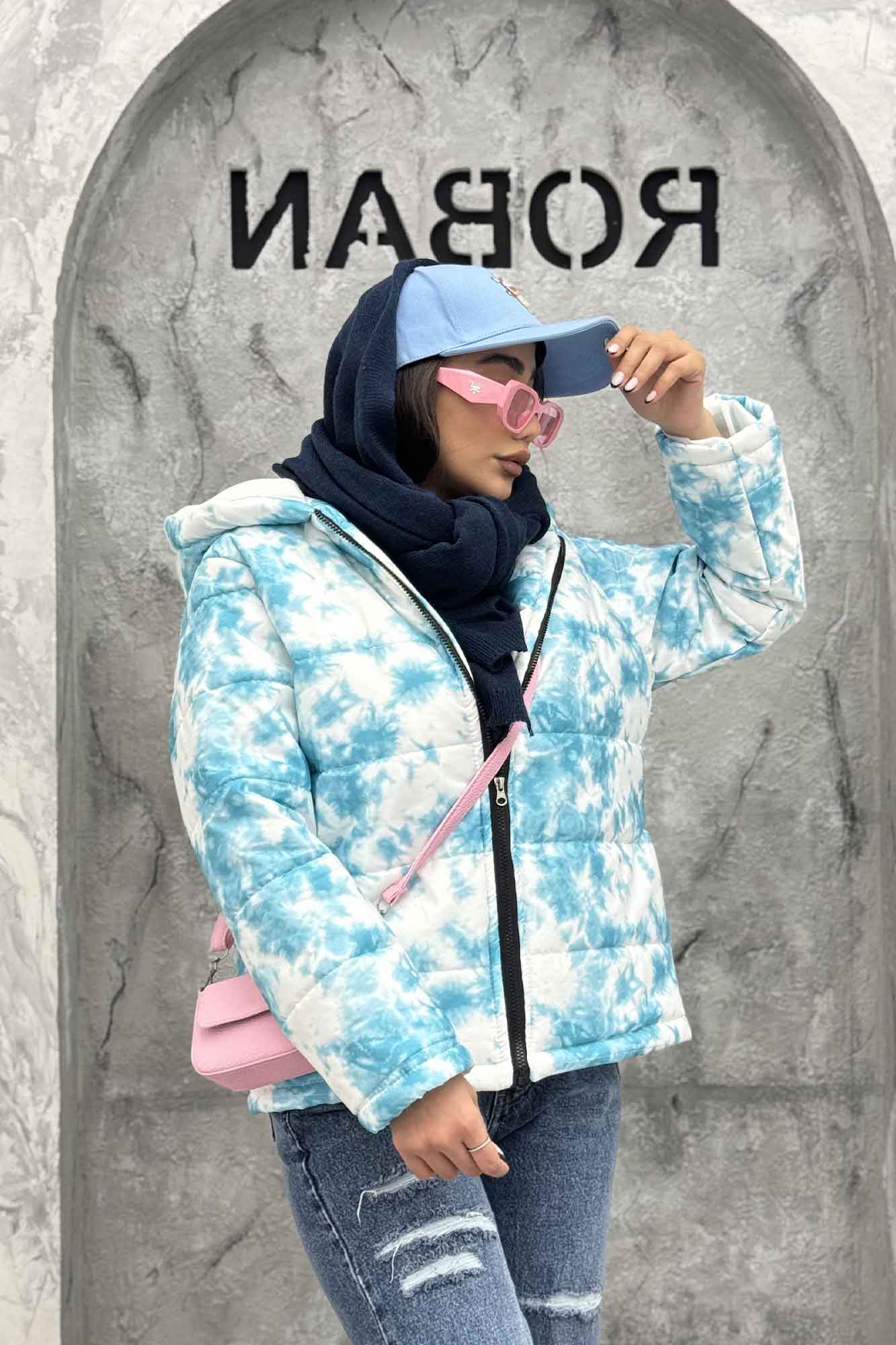 کاپشن کلاهدار لاین طرح دار