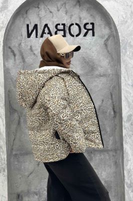 کاپشن کلاهدار لاین طرح دار