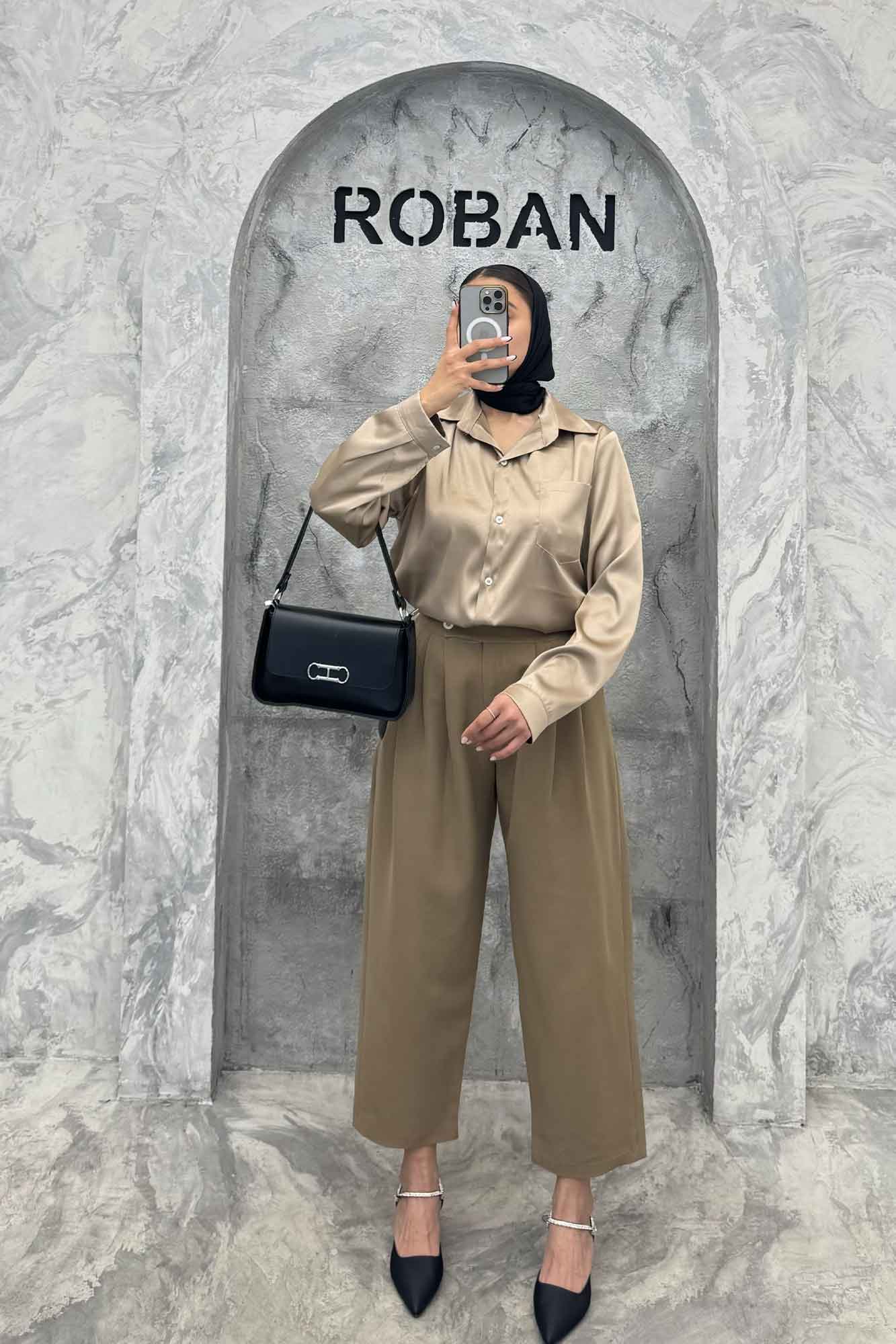 شومیز ساتن تک جیب