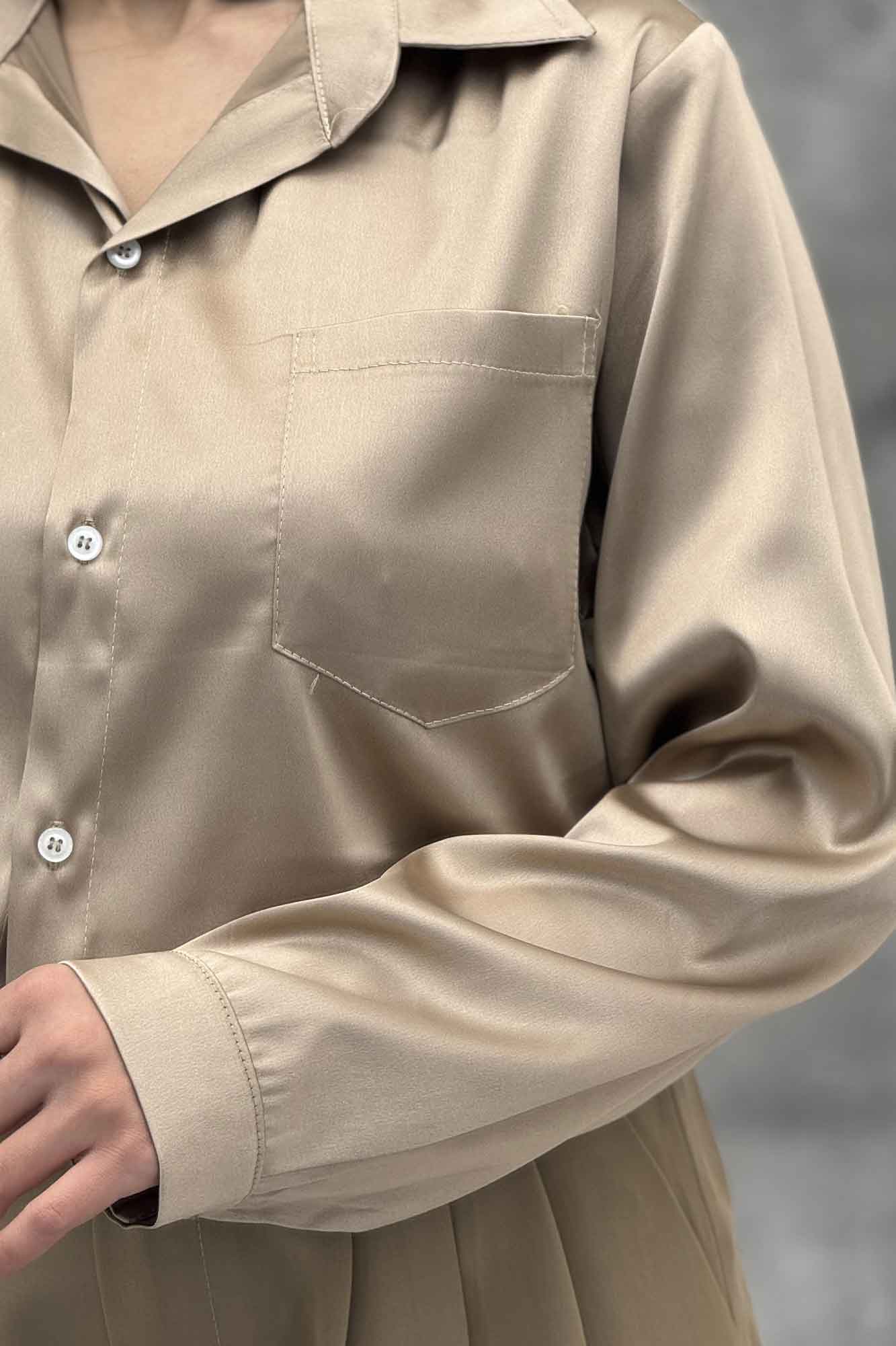 شومیز ساتن تک جیب