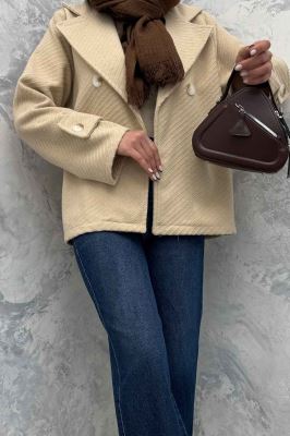 کت فوتر یقه انگلیسی کجراه برجسته شینا