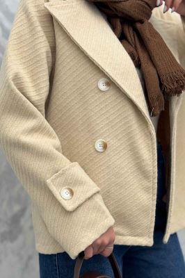 کت فوتر یقه انگلیسی کجراه برجسته شینا