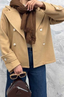 کت فوتر یقه انگلیسی کجراه برجسته شینا