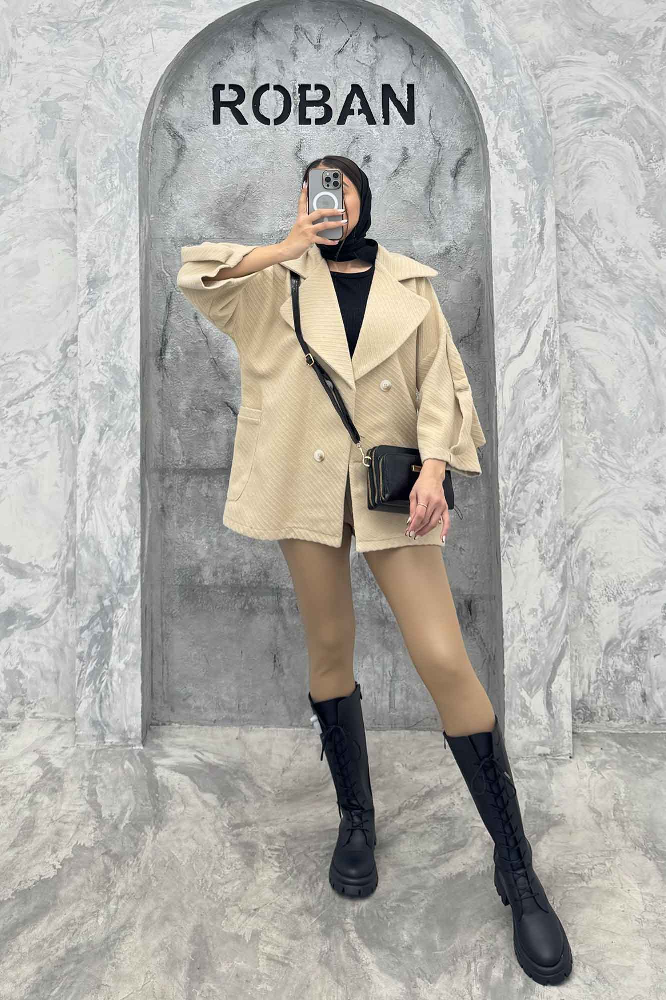 کت فوتر کجراه برجسته آستین سگک 