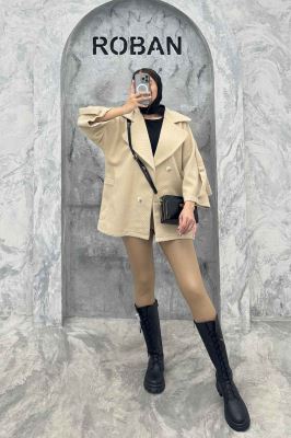 کت فوتر کجراه برجسته آستین سگک 