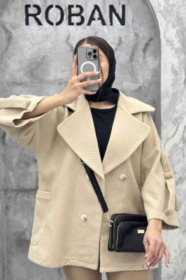 کت فوتر کجراه برجسته آستین سگک 