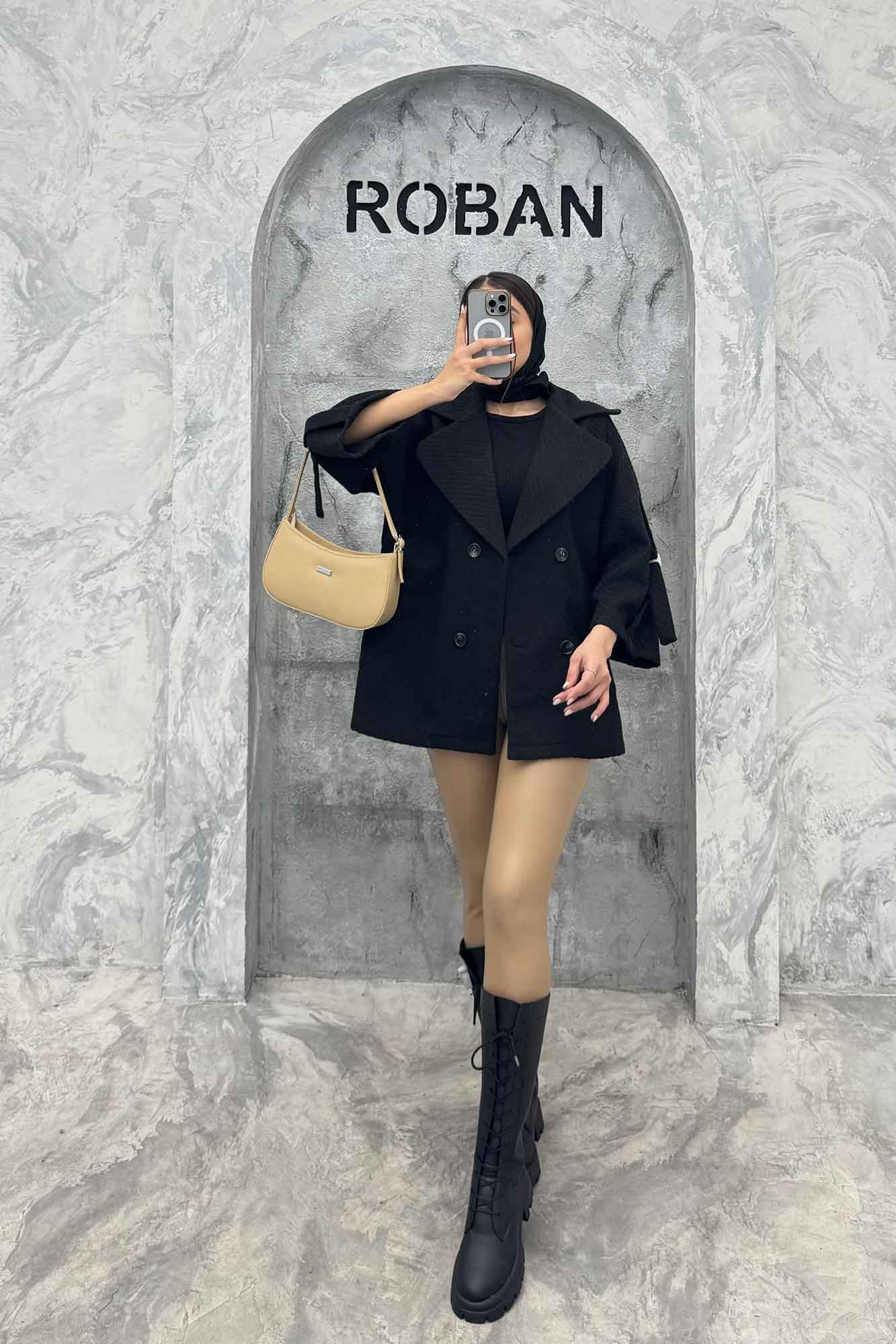 کت فوتر کجراه برجسته آستین سگک 