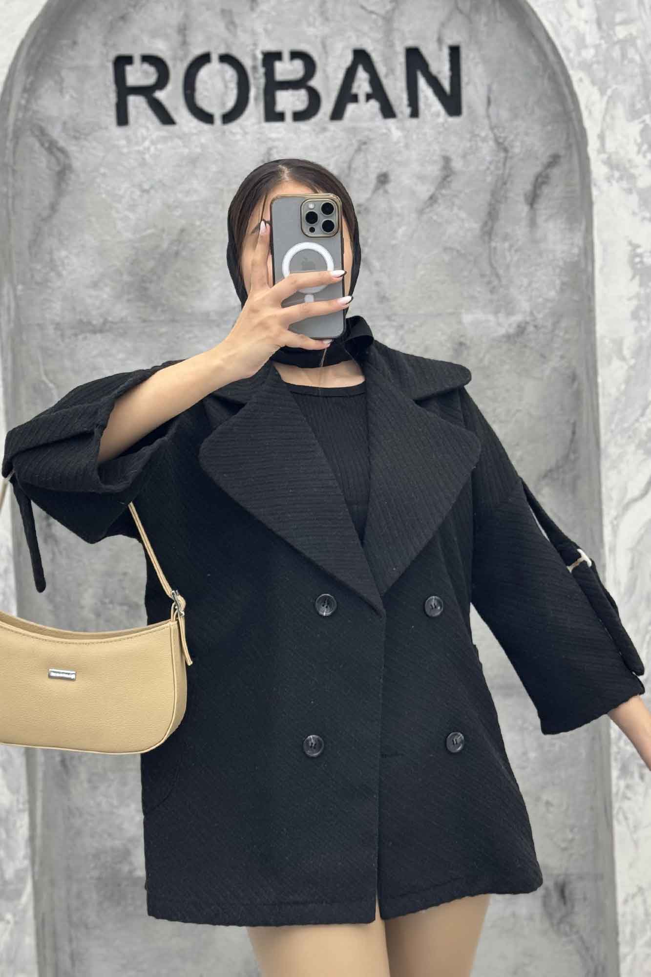 کت فوتر کجراه برجسته آستین سگک 