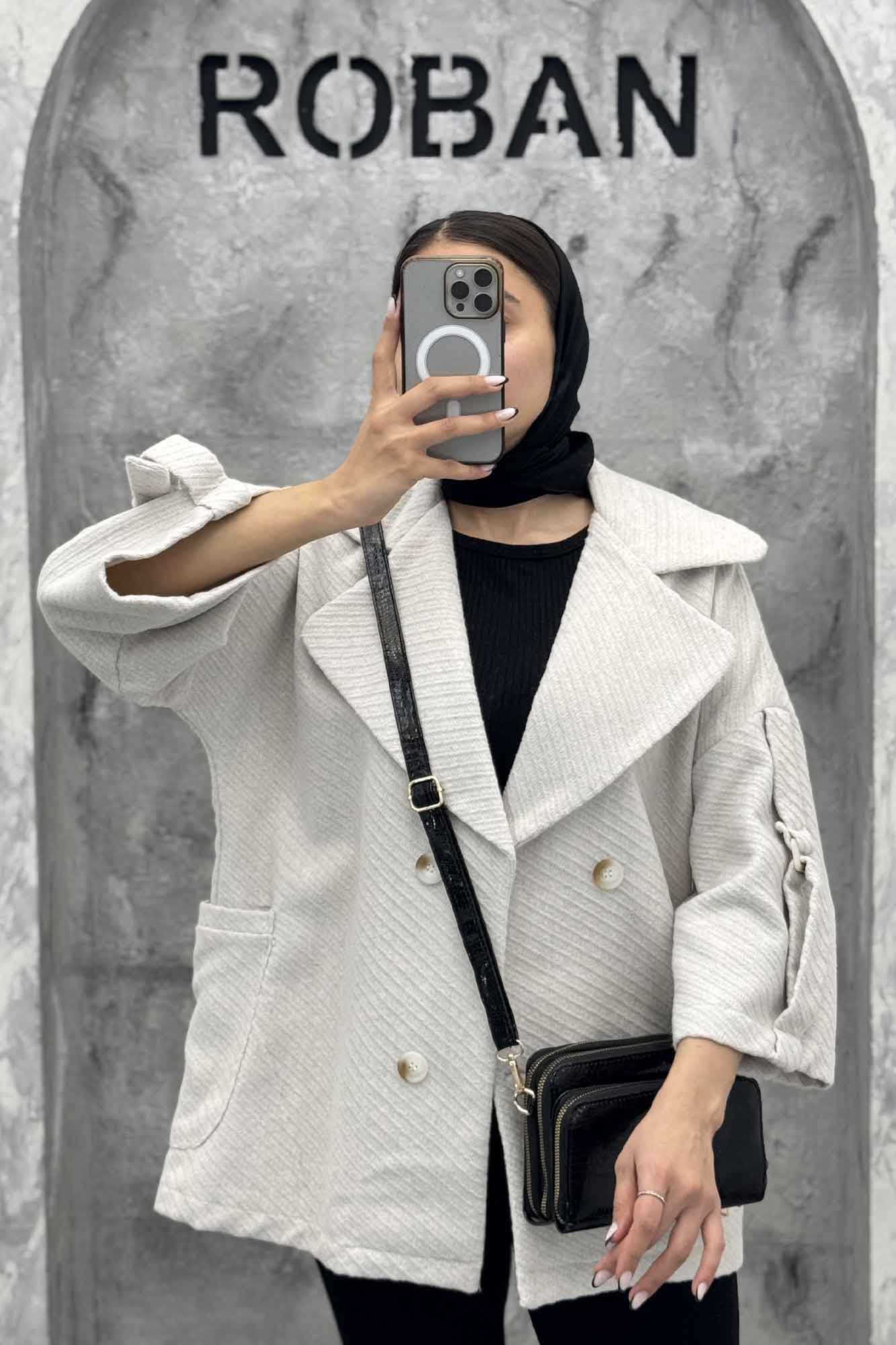 کت فوتر کجراه برجسته آستین سگک 