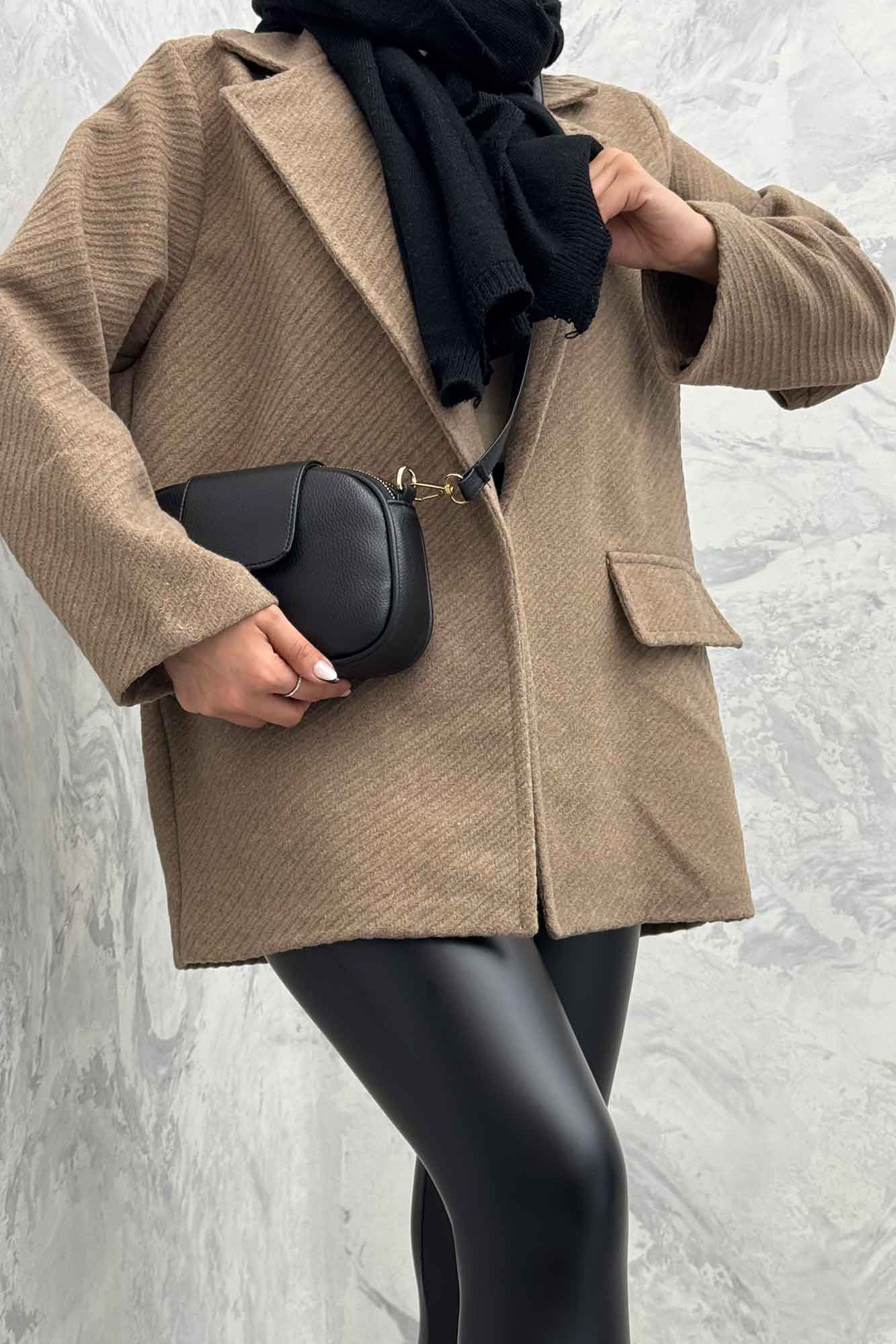 کت فوتر راه راه یقه انگلیسی دو در جیب مارینا