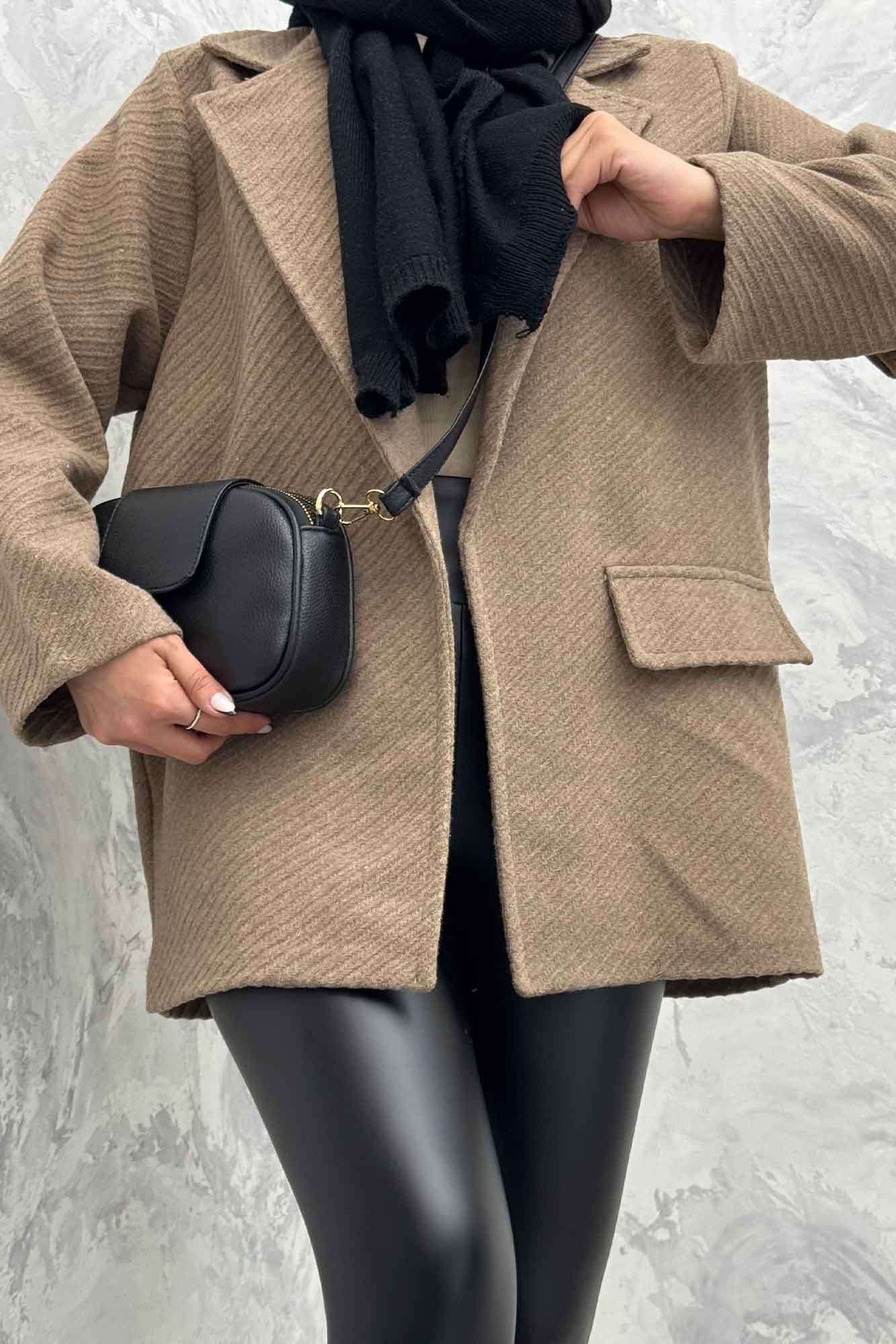 کت فوتر راه راه یقه انگلیسی دو در جیب مارینا