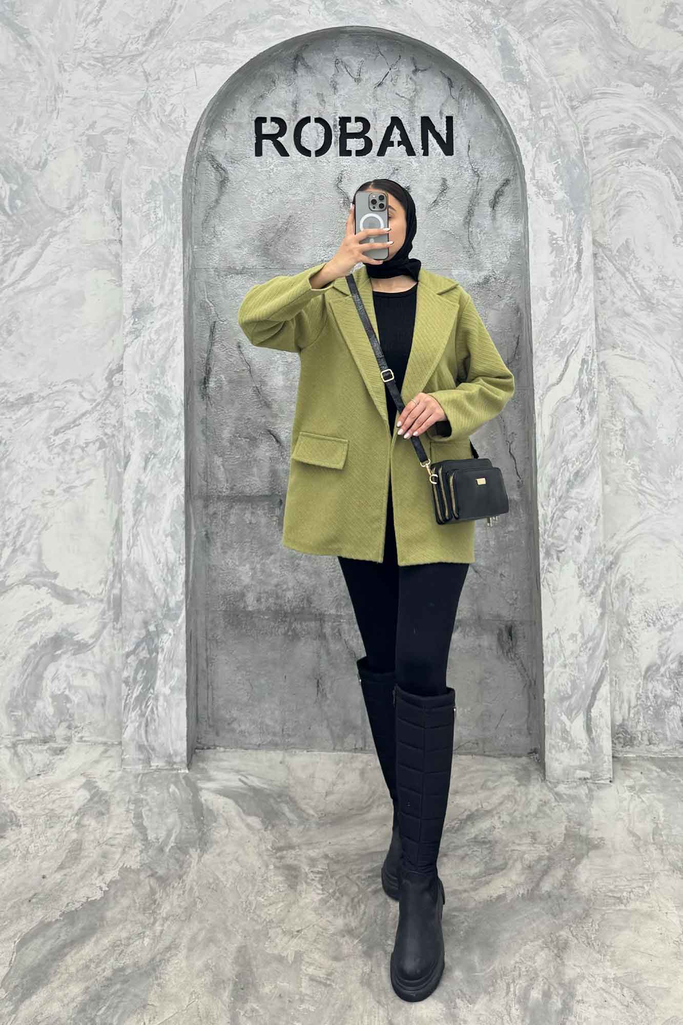 کت فوتر راه راه یقه انگلیسی دو در جیب مارینا