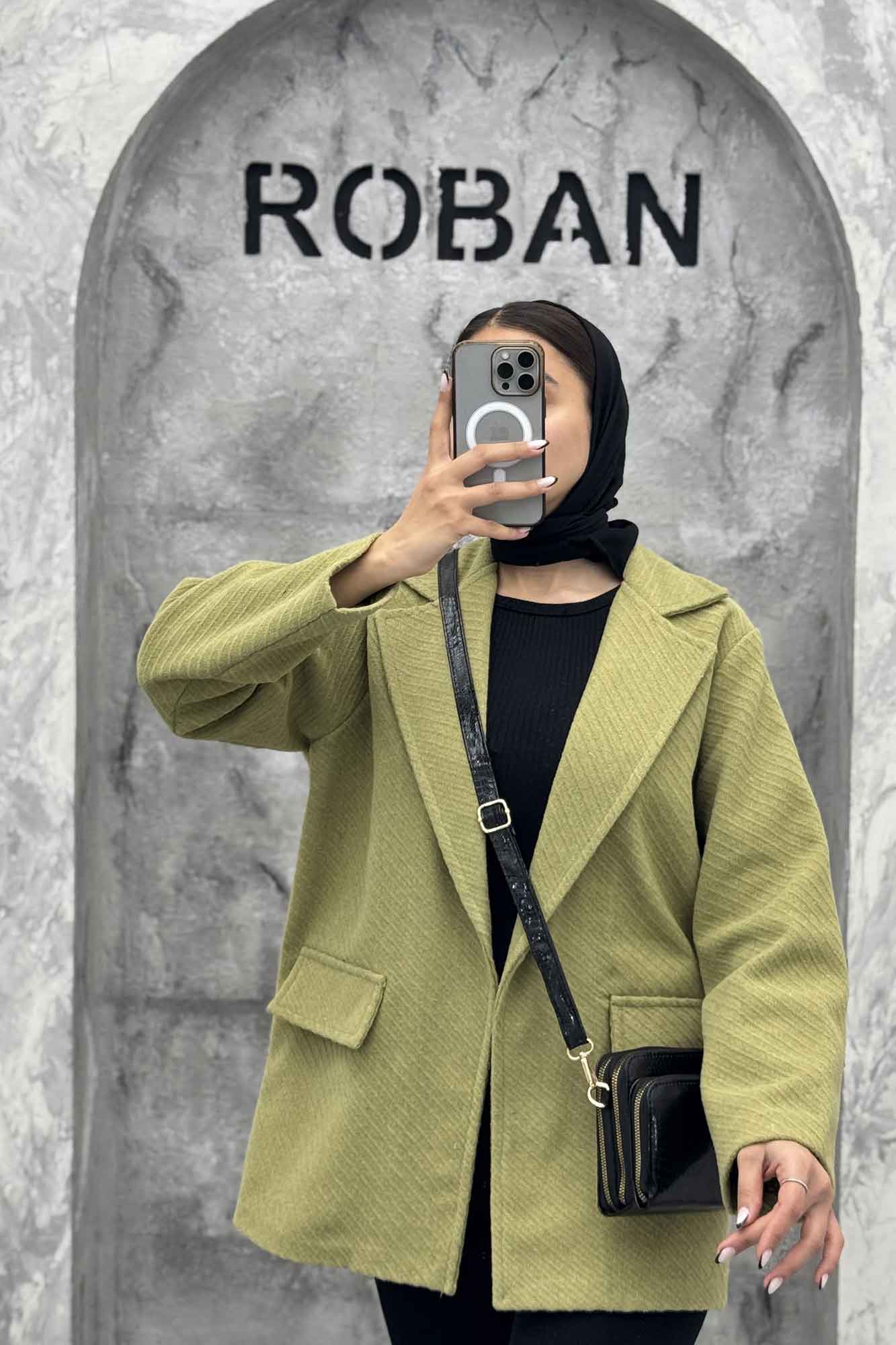 کت فوتر راه راه یقه انگلیسی دو در جیب مارینا