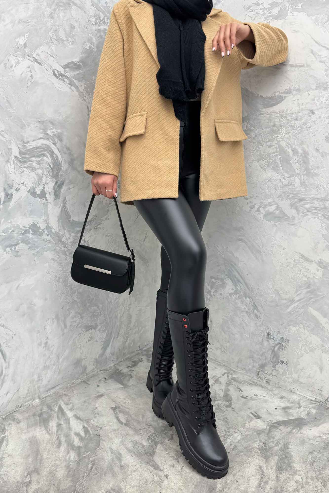 کت فوتر راه راه یقه انگلیسی دو در جیب مارینا