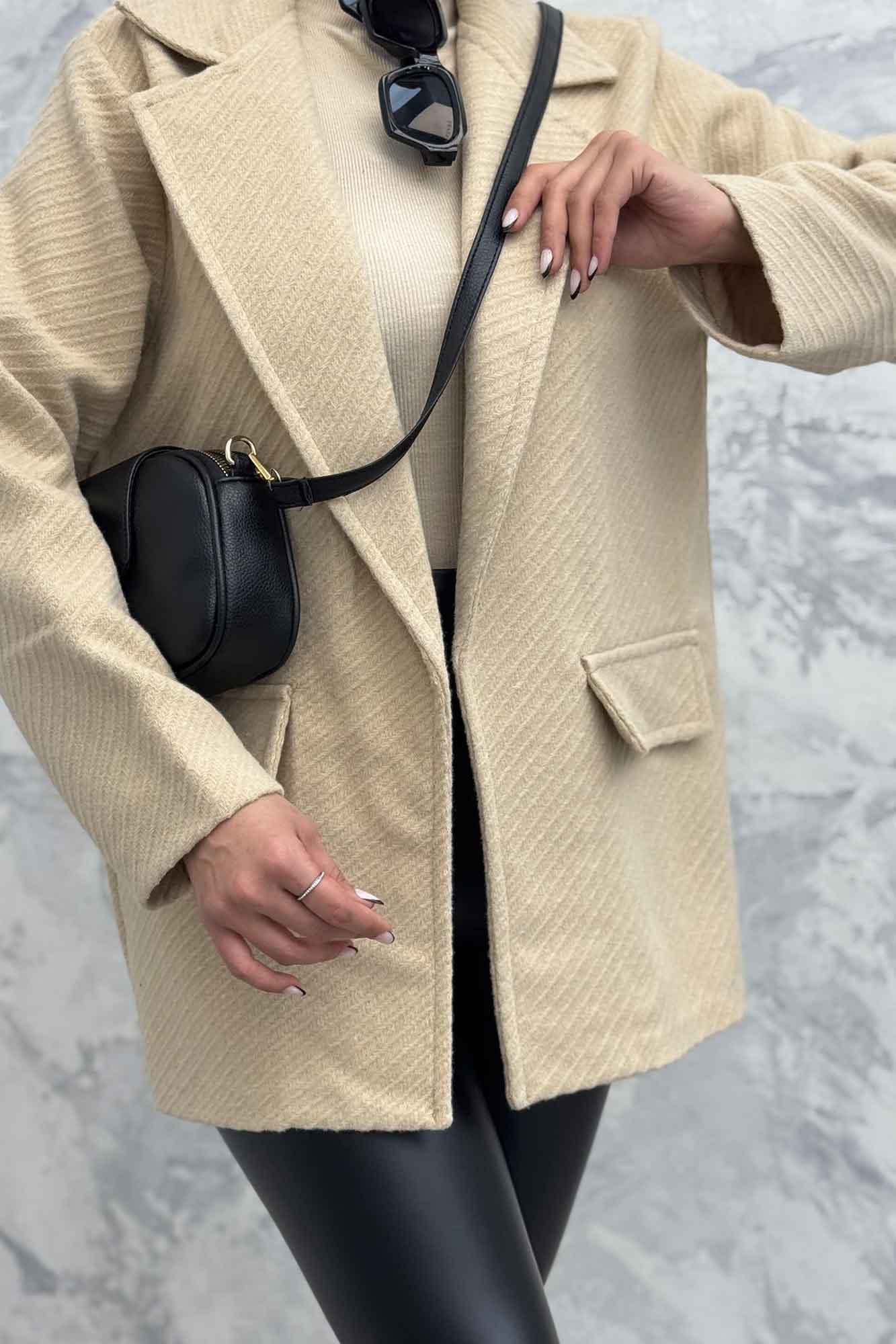 کت فوتر راه راه یقه انگلیسی دو در جیب مارینا