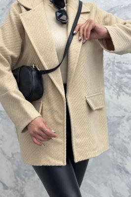 کت فوتر راه راه یقه انگلیسی دو در جیب مارینا