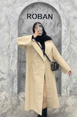 پالتو بلند فوتر راه راه دو جیب خطی آدا