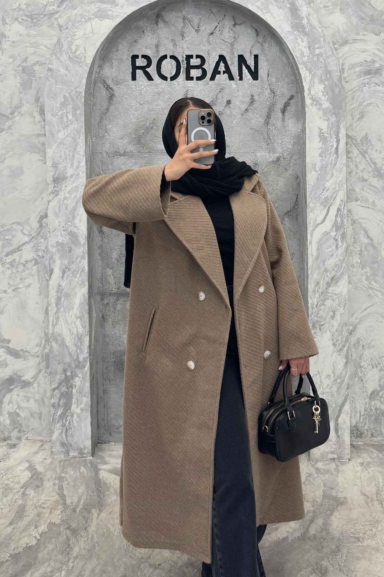 پالتو بلند فوتر راه راه دو جیب خطی آدا