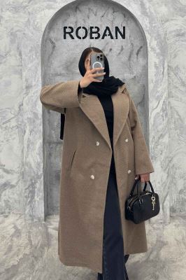 پالتو بلند فوتر راه راه دو جیب خطی آدا