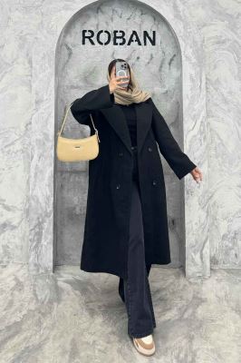 پالتو بلند فوتر راه راه دو جیب خطی آدا