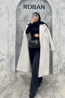 پالتو بلند فوتر راه راه دو جیب خطی آدا