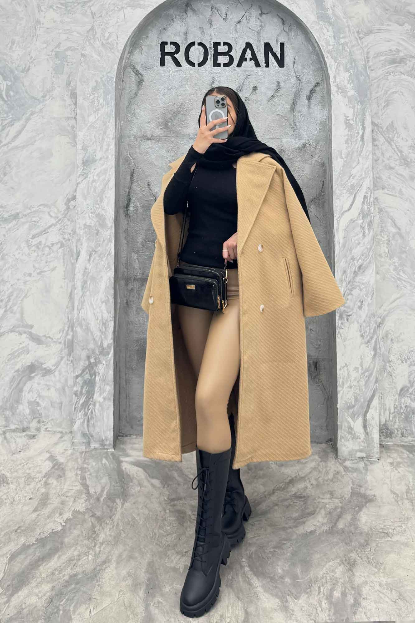 پالتو بلند فوتر راه راه دو جیب خطی آدا