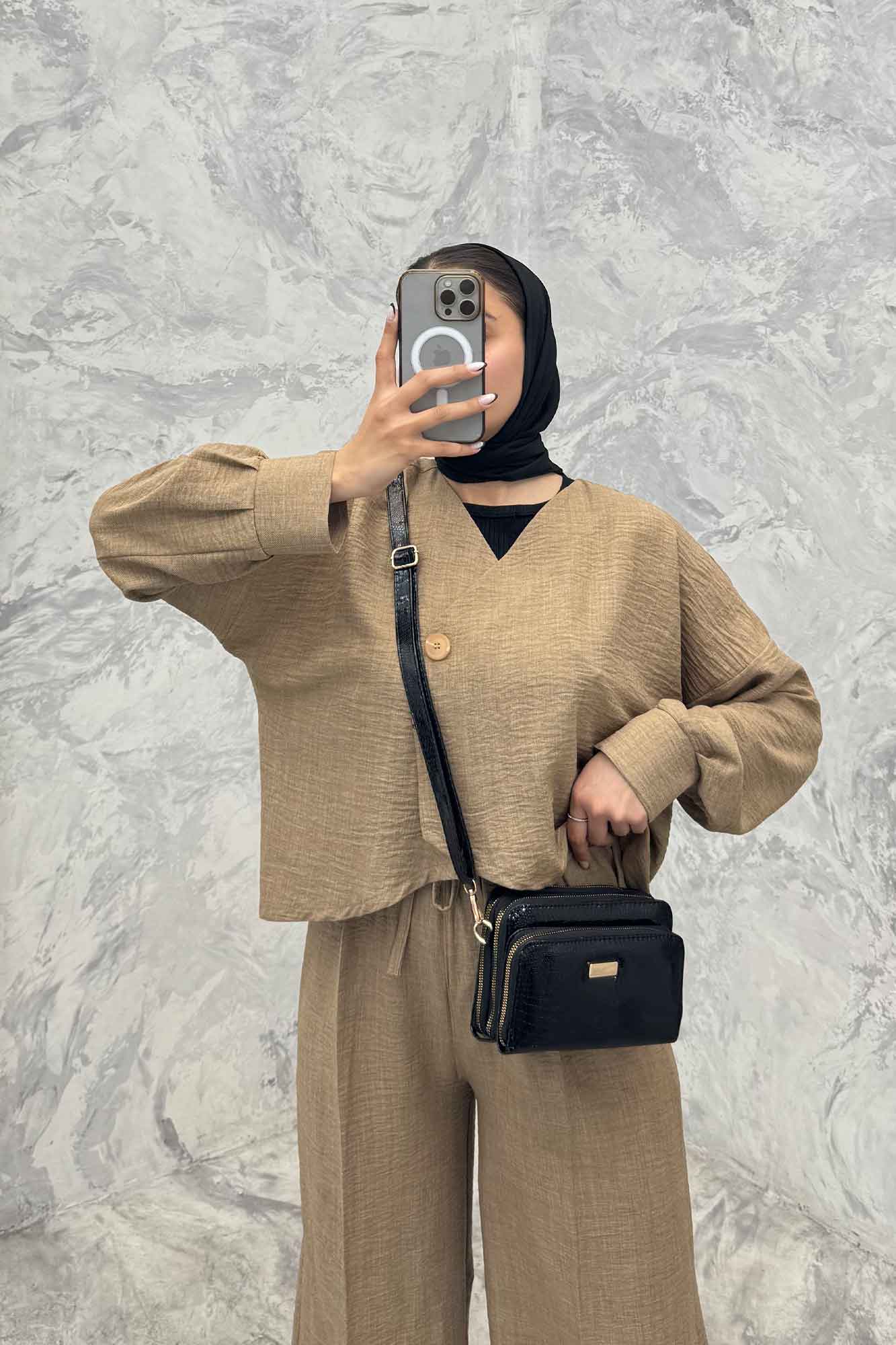 ست رویه و شلوار شانتون تک دکمه لمیس