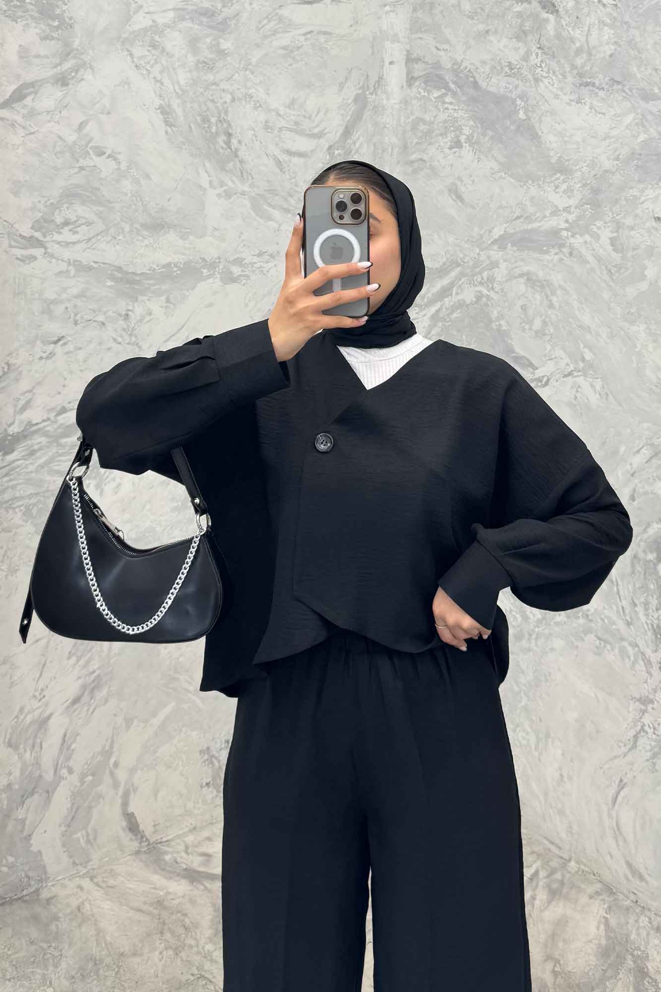 ست رویه و شلوار شانتون تک دکمه لمیس