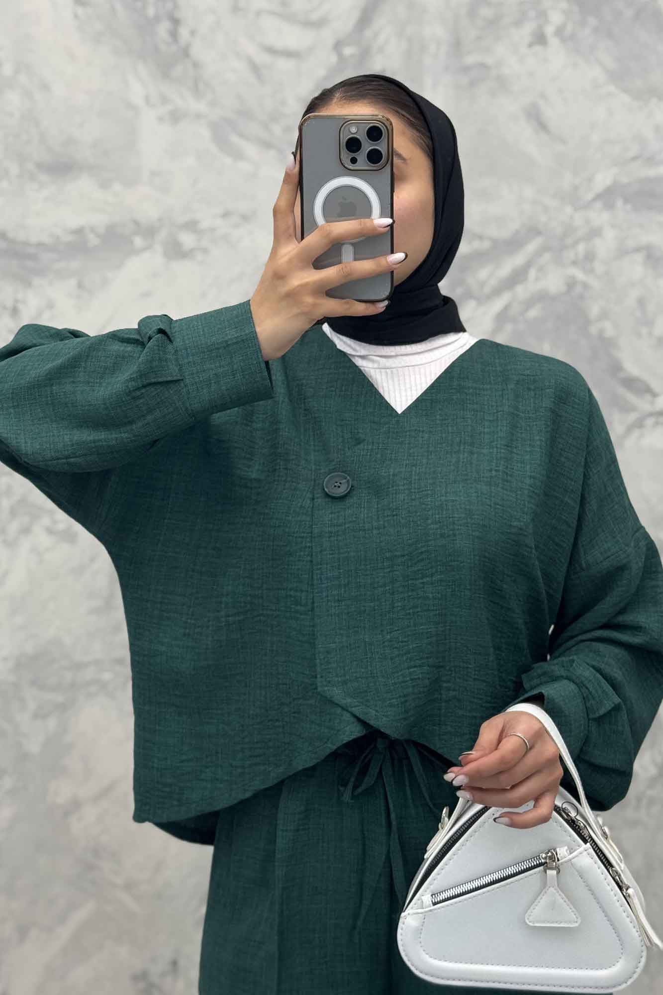 ست رویه و شلوار شانتون تک دکمه لمیس