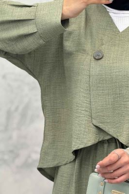 ست رویه و شلوار شانتون تک دکمه لمیس