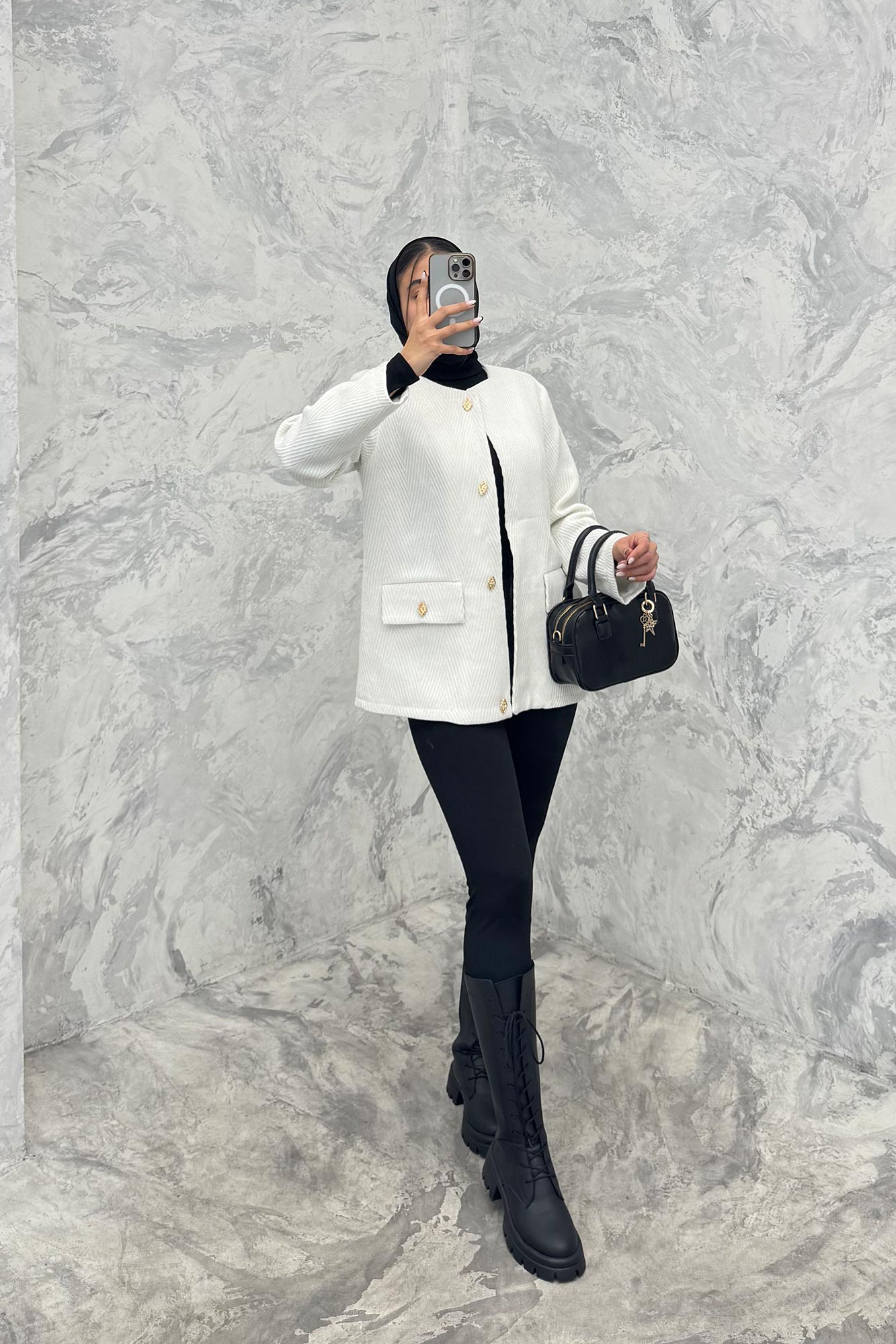 کت فوتر جناقی لمه دار دو جیب نما