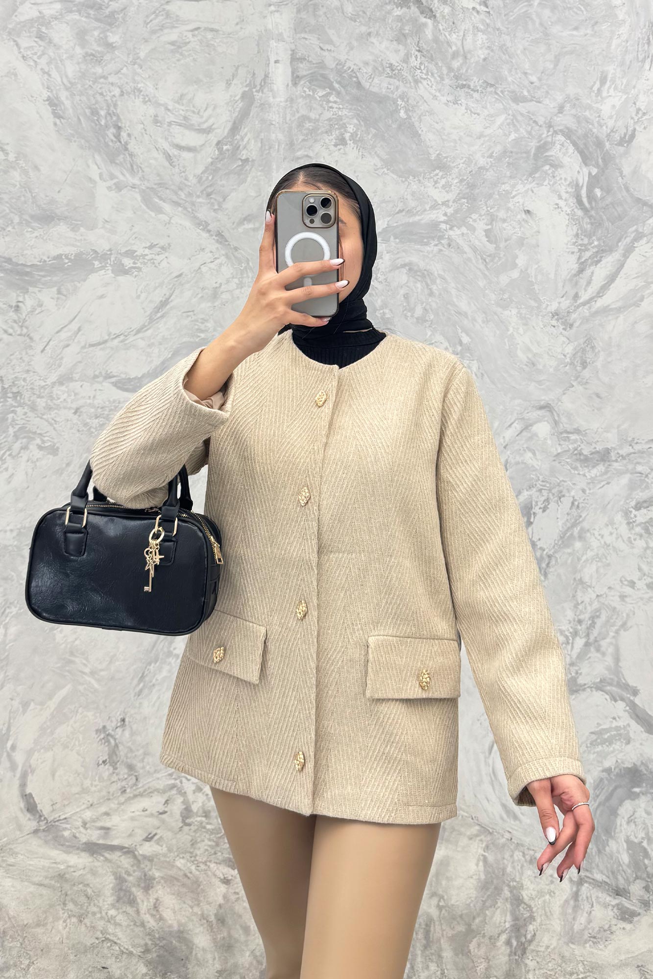 کت فوتر جناقی لمه دار دو جیب نما