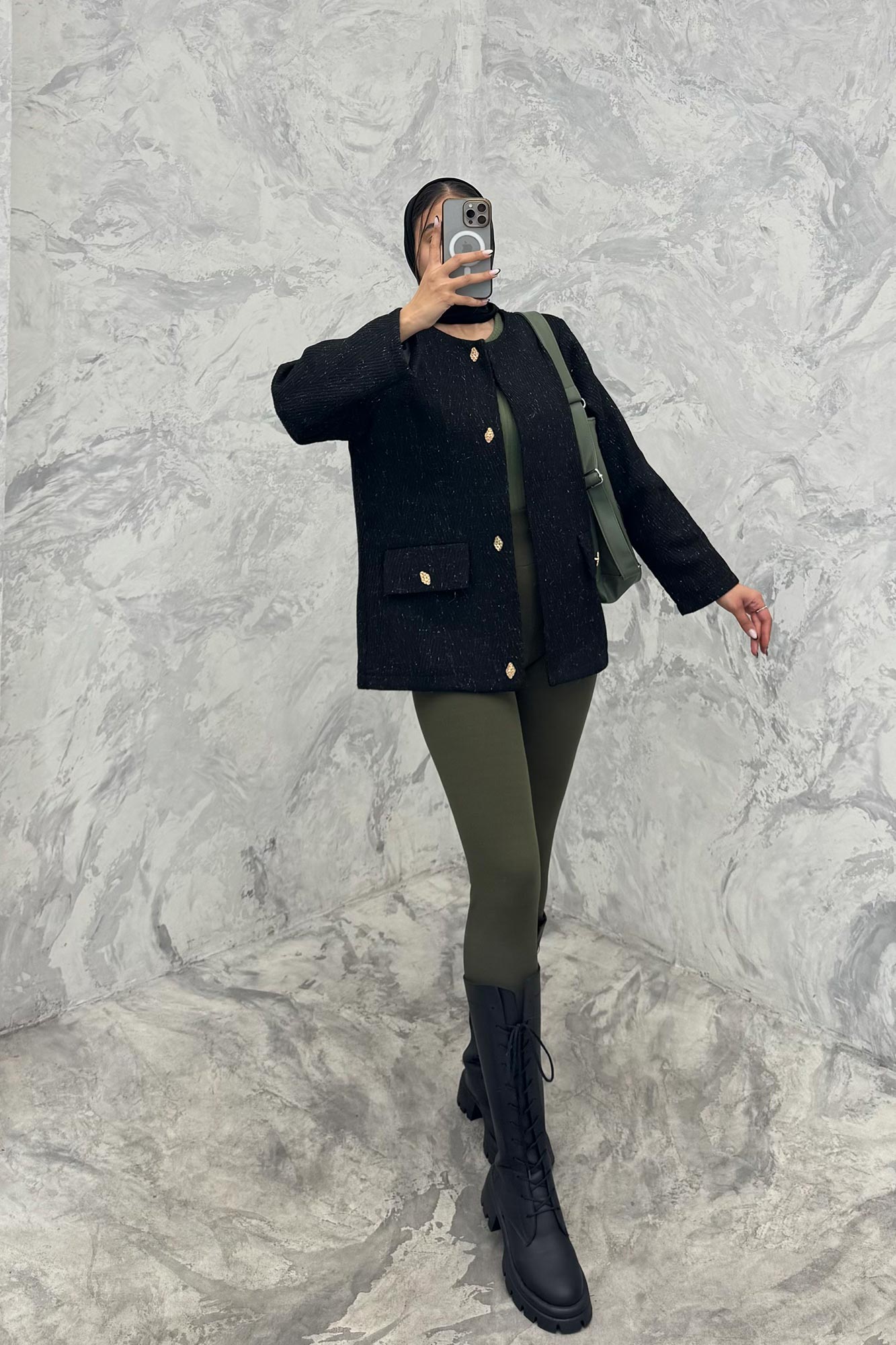 کت فوتر جناقی لمه دار دو جیب نما