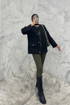 کت فوتر جناقی لمه دار دو جیب نما