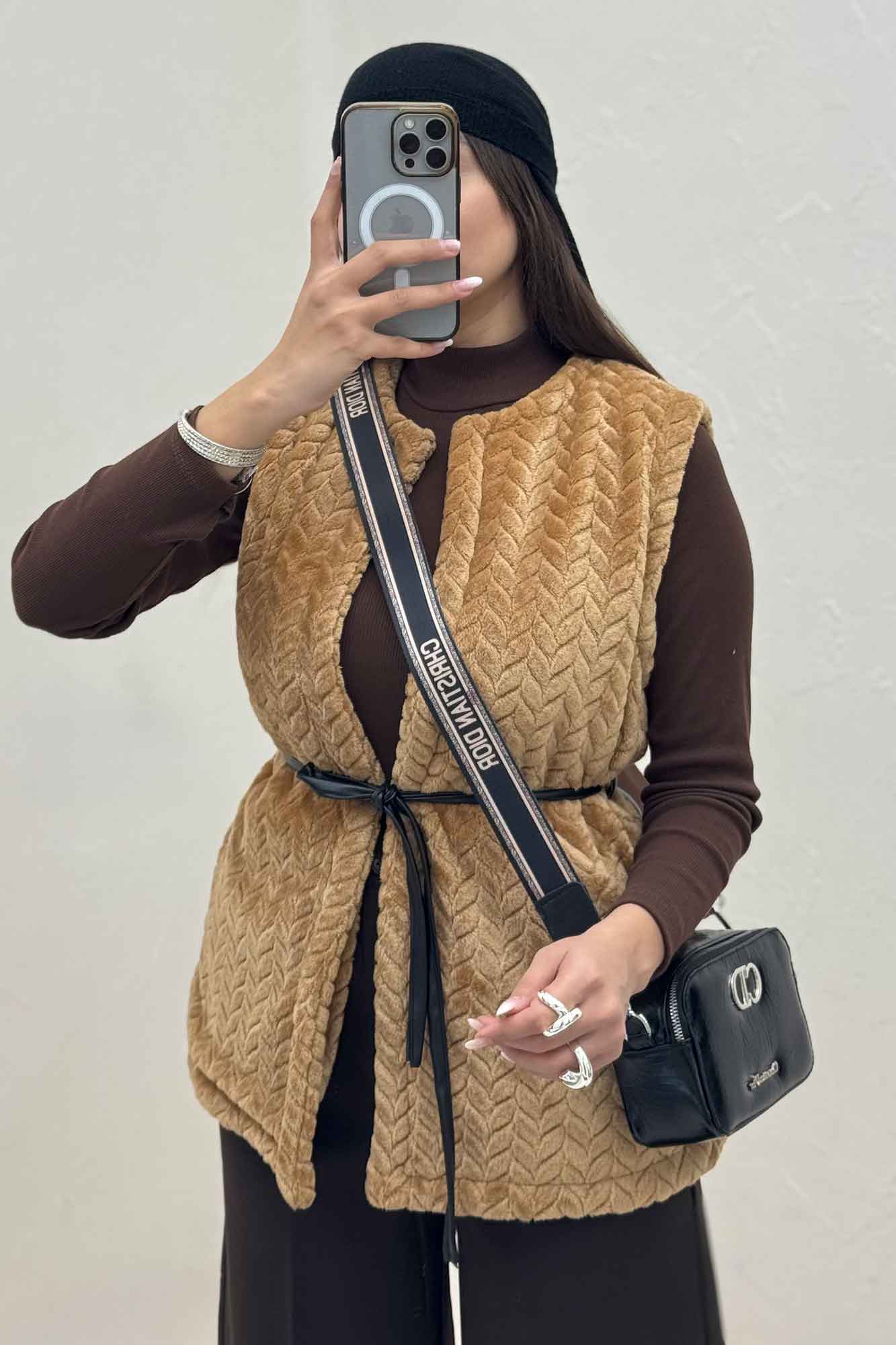 وست پوست کمربند چرم آستردار