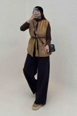 وست پوست کمربند چرم آستردار