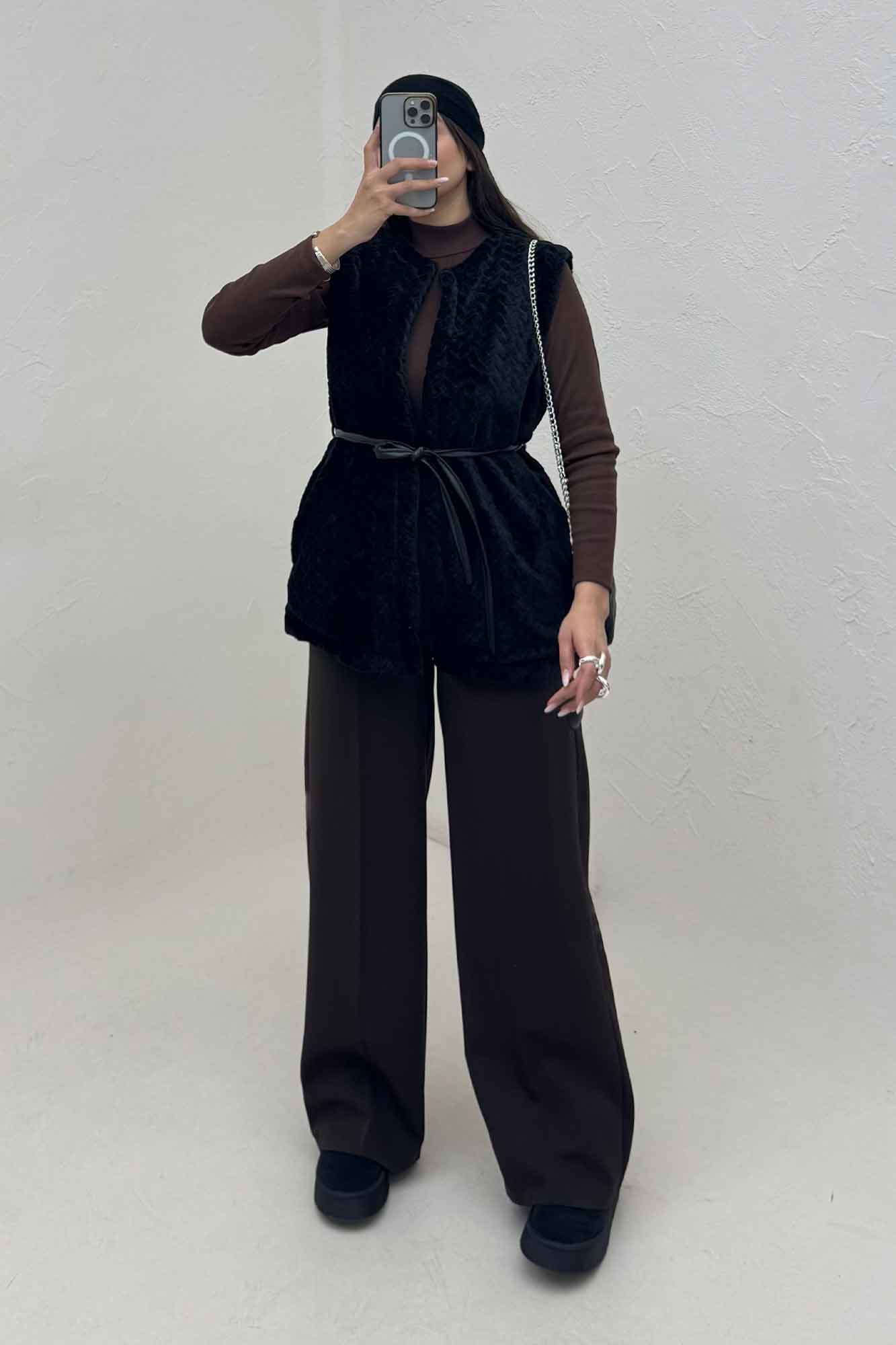 وست پوست کمربند چرم آستردار