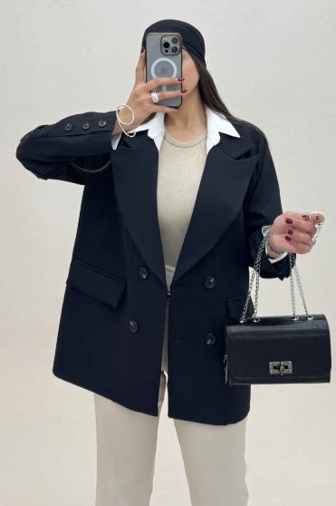 کت مازراتی یقه انگلیسی سر آستین دکمه