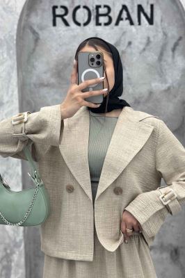 ست کت و دامن شانتون آستین سگک YAZ
